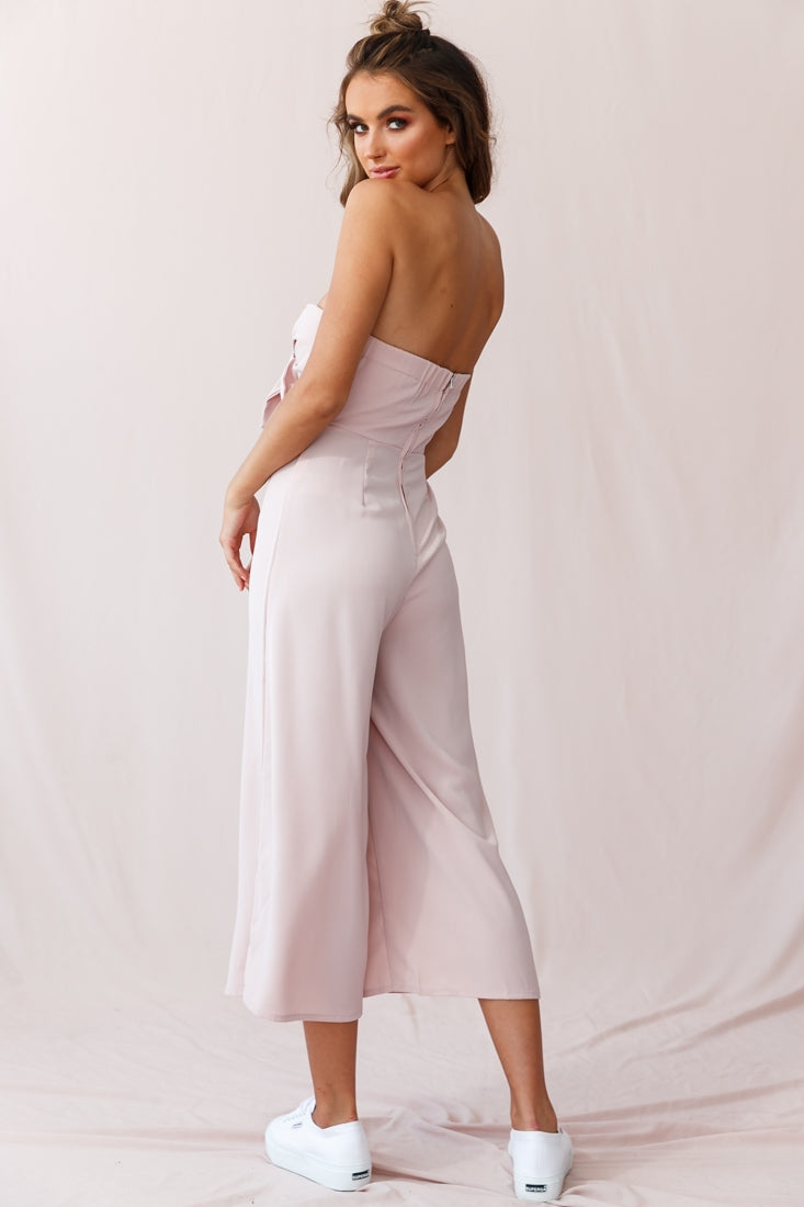 Khloe Summer Bow Tie Jumpsuit Blush by Selfie Leslie