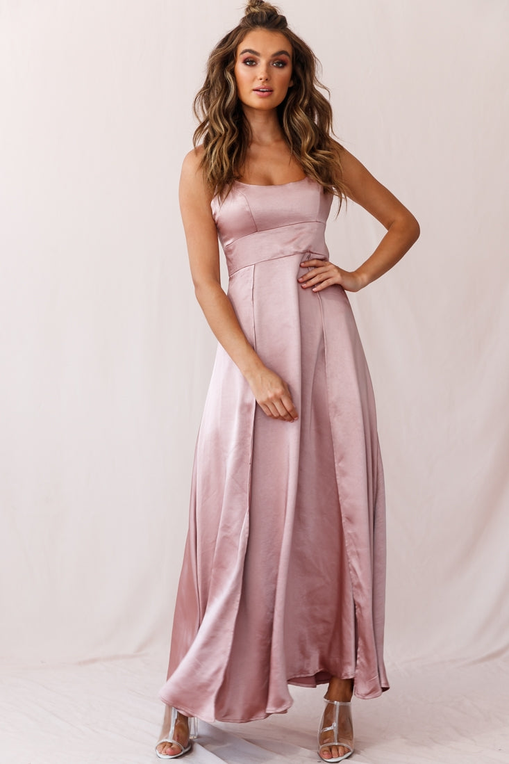 Joanne Empire Waist Maxi Dress Rose Gold by Selfie Leslie