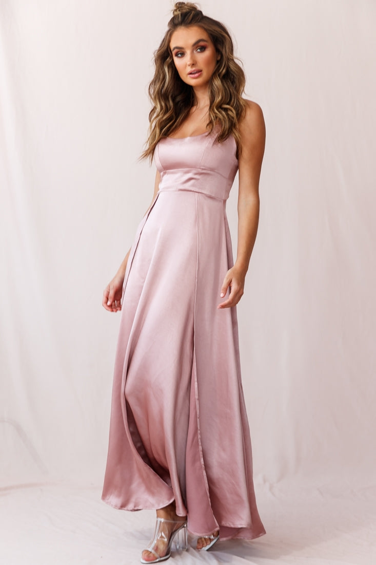 Joanne Empire Waist Maxi Dress Rose Gold by Selfie Leslie