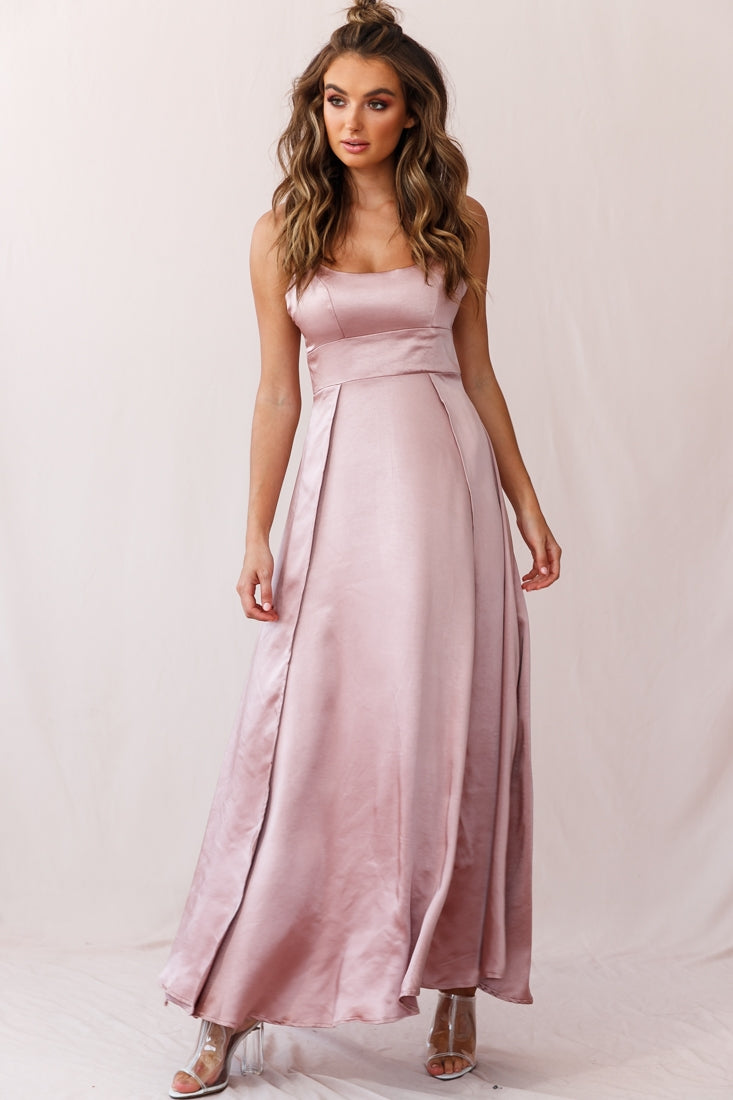 Joanne Empire Waist Maxi Dress Rose Gold by Selfie Leslie
