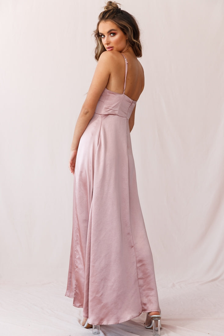 Joanne Empire Waist Maxi Dress Rose Gold by Selfie Leslie