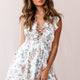 Maison Lace-Up Bust Ruffle Dress Ivory Floral