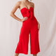 Khloe Summer Bow Tie Jumpsuit Red
