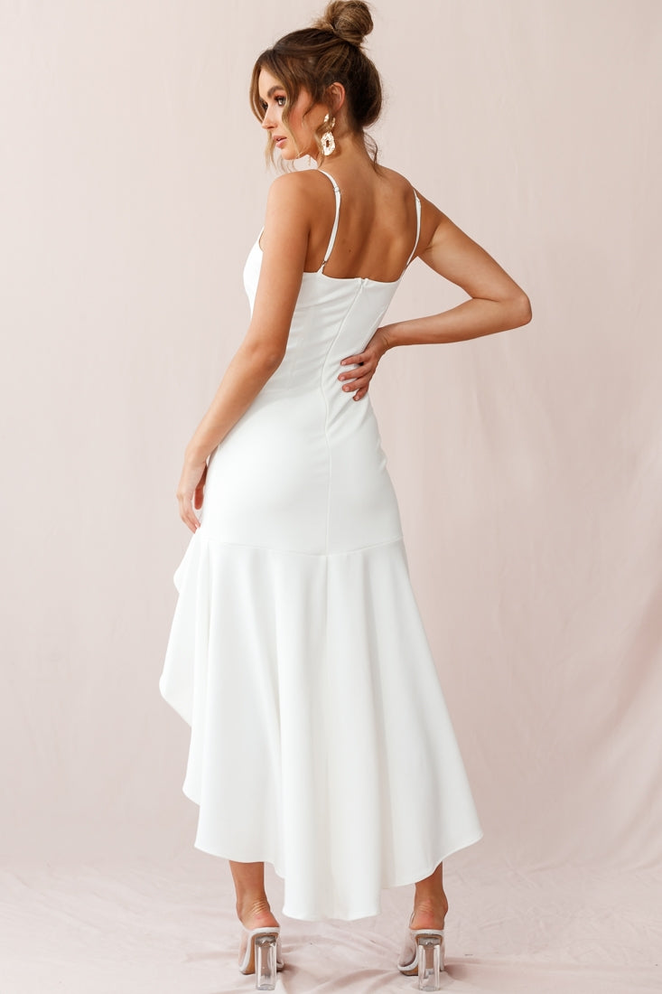 Emoji Asymmetrical Hemline Dress White by Selfie Leslie