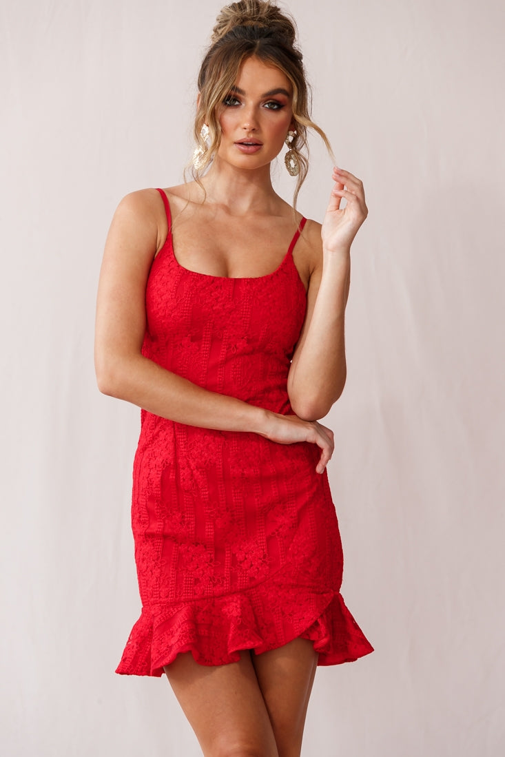 Emoji Embroidered Bodycon Mini Dress Red by Selfie Leslie