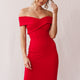 Corrine Elegant Off The Shoulder Bodycon Dress Red
