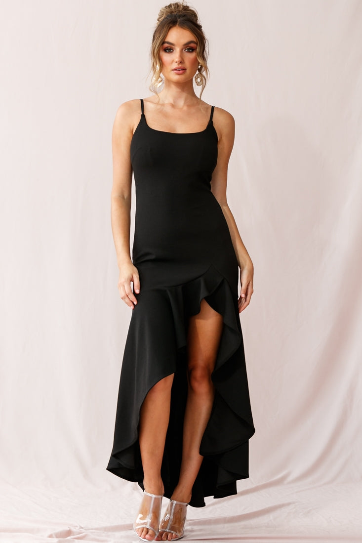 Emoji Asymmetrical Hemline Dress Black by Selfie Leslie