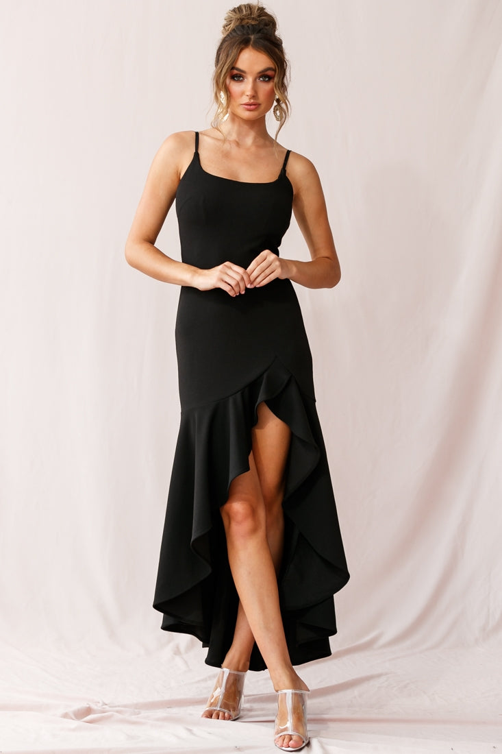 Emoji Asymmetrical Hemline Dress Black by Selfie Leslie