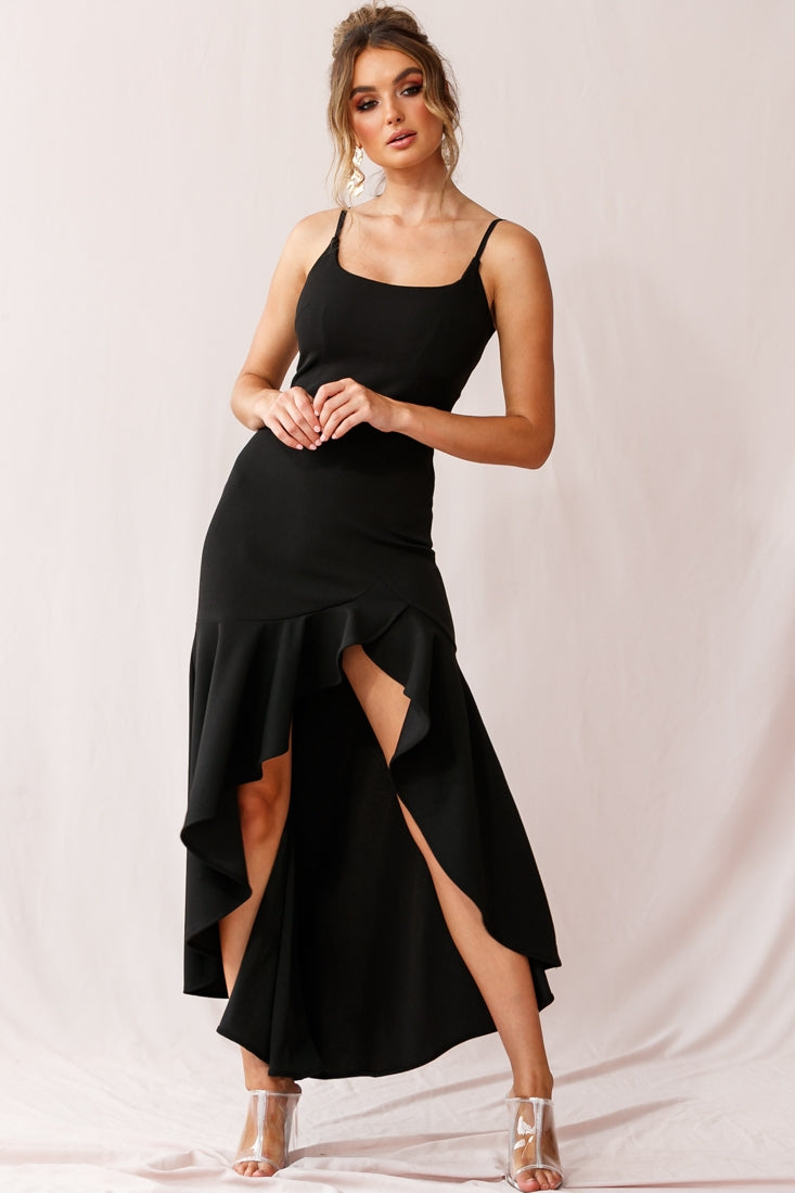 Emoji Asymmetrical Hemline Dress Black by Selfie Leslie