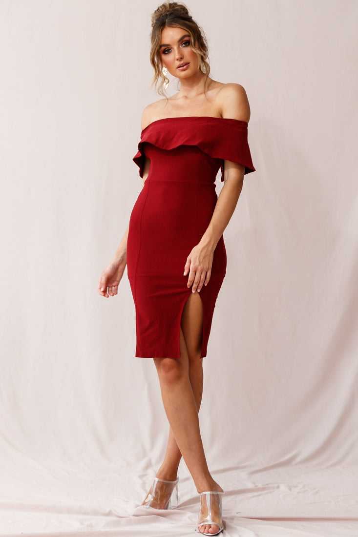 Alina Elegant Bodycon Dress Red Wine by Selfie Leslie