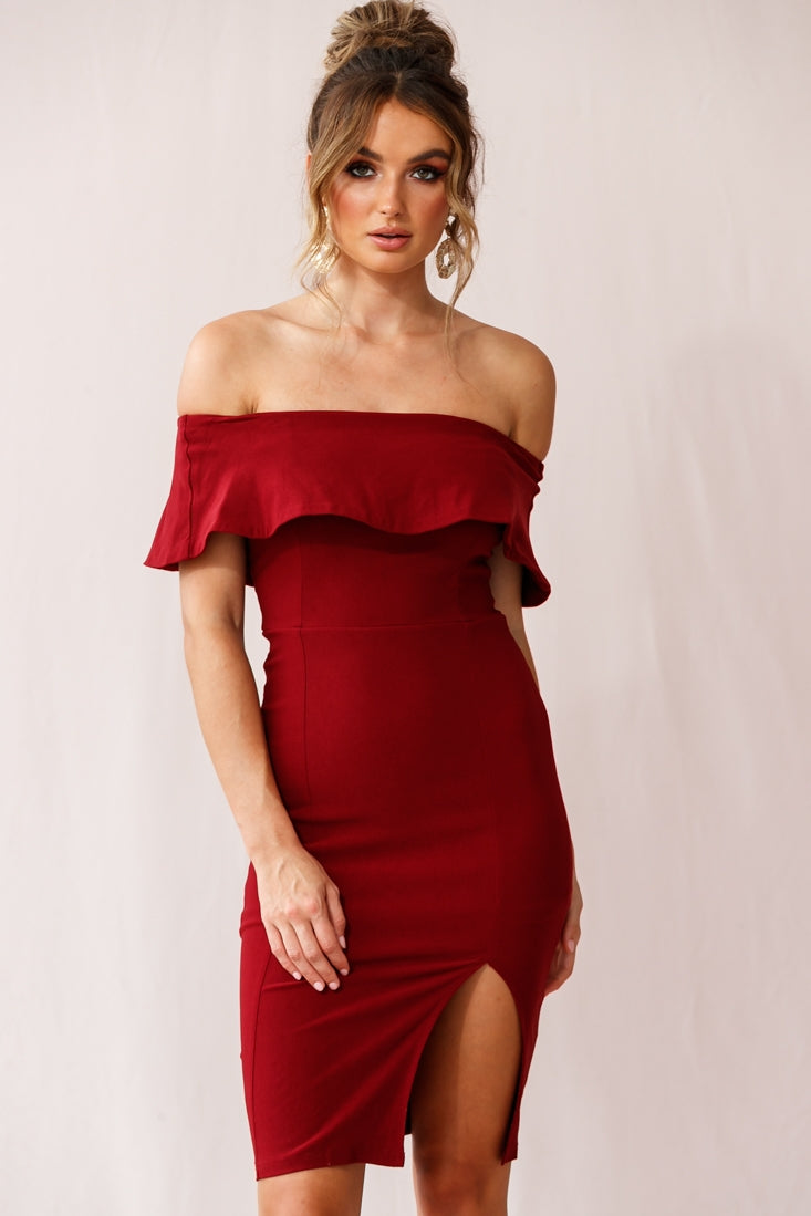 Alina Elegant Bodycon Dress Red Wine by Selfie Leslie