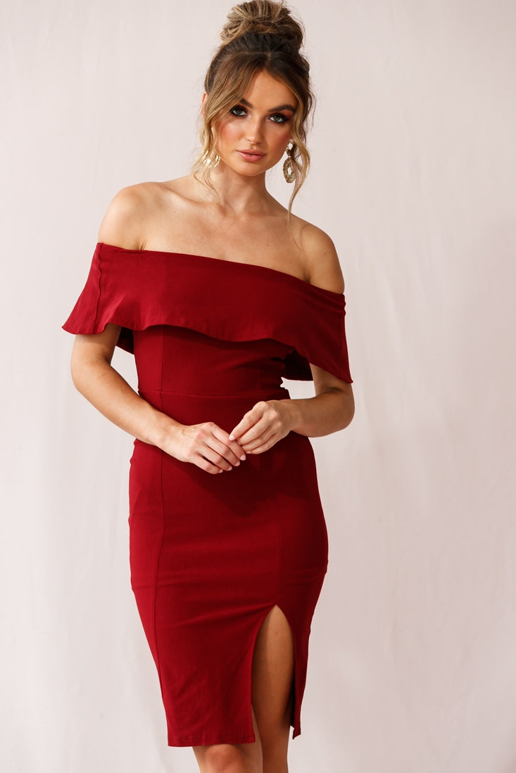 Alina Elegant Bodycon Dress Red Wine by Selfie Leslie