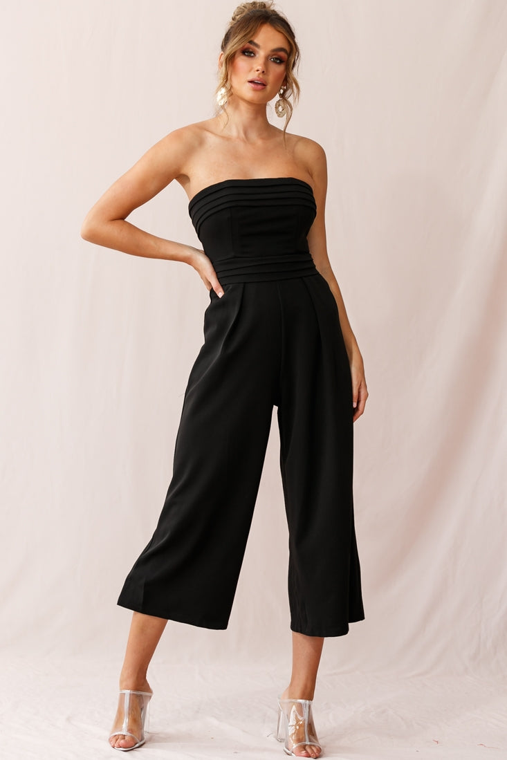 Chosen Strapless Wide Leg Jumpsuit Black by Selfie Leslie