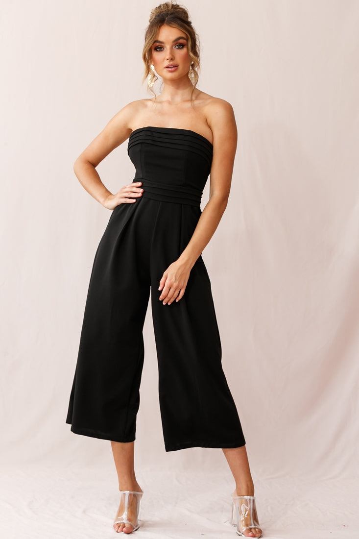 Chosen Strapless Wide Leg Jumpsuit Black by Selfie Leslie