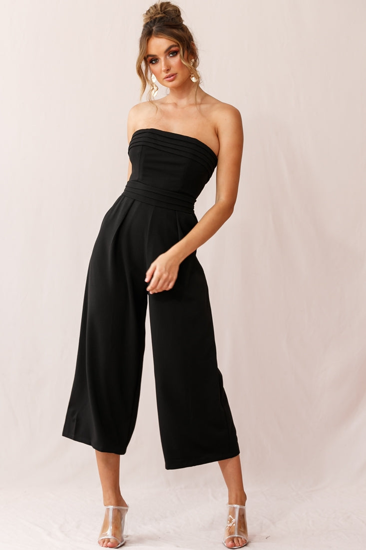 Chosen Strapless Wide Leg Jumpsuit Black by Selfie Leslie