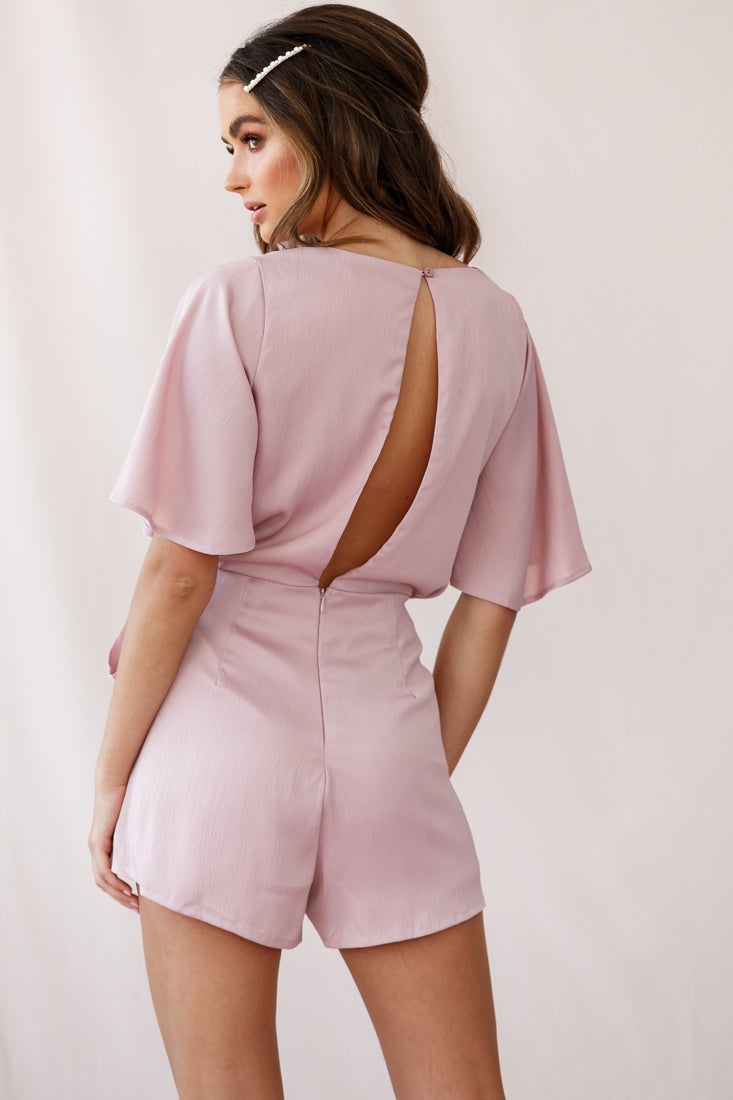 Nadi V-Neckline Wrap Romper Blush by Selfie Leslie