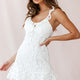 Ezra Eyelet Embroidery Ruffle Neckline Dress White