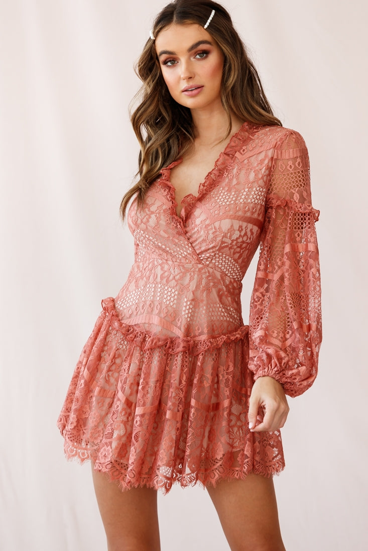 Albany Open Back Frill Dress Rose by Selfie Leslie