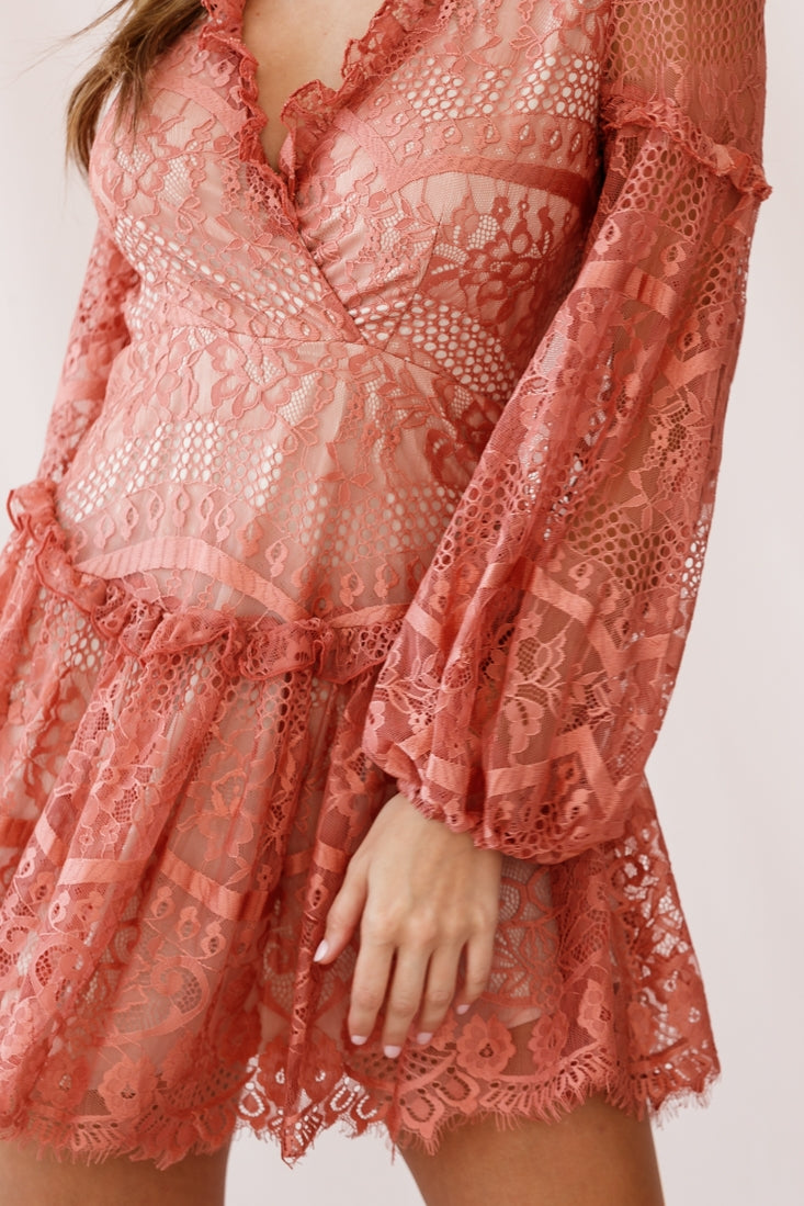 Albany Open Back Frill Dress Rose by Selfie Leslie