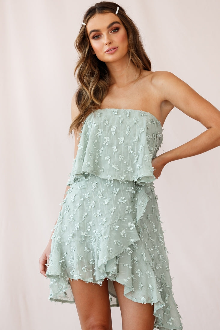 Bel Air Embellished Bandeau Dress Sage by Selfie Leslie