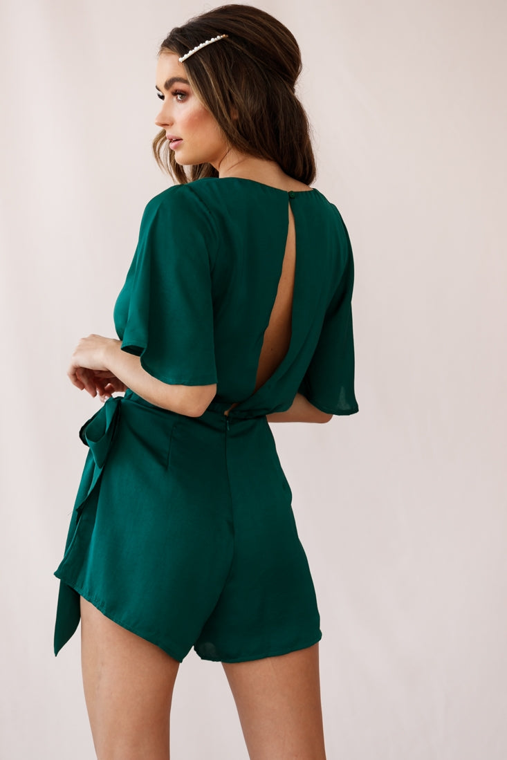 Nadi V-Neckline Wrap Romper Forest Green by Selfie Leslie