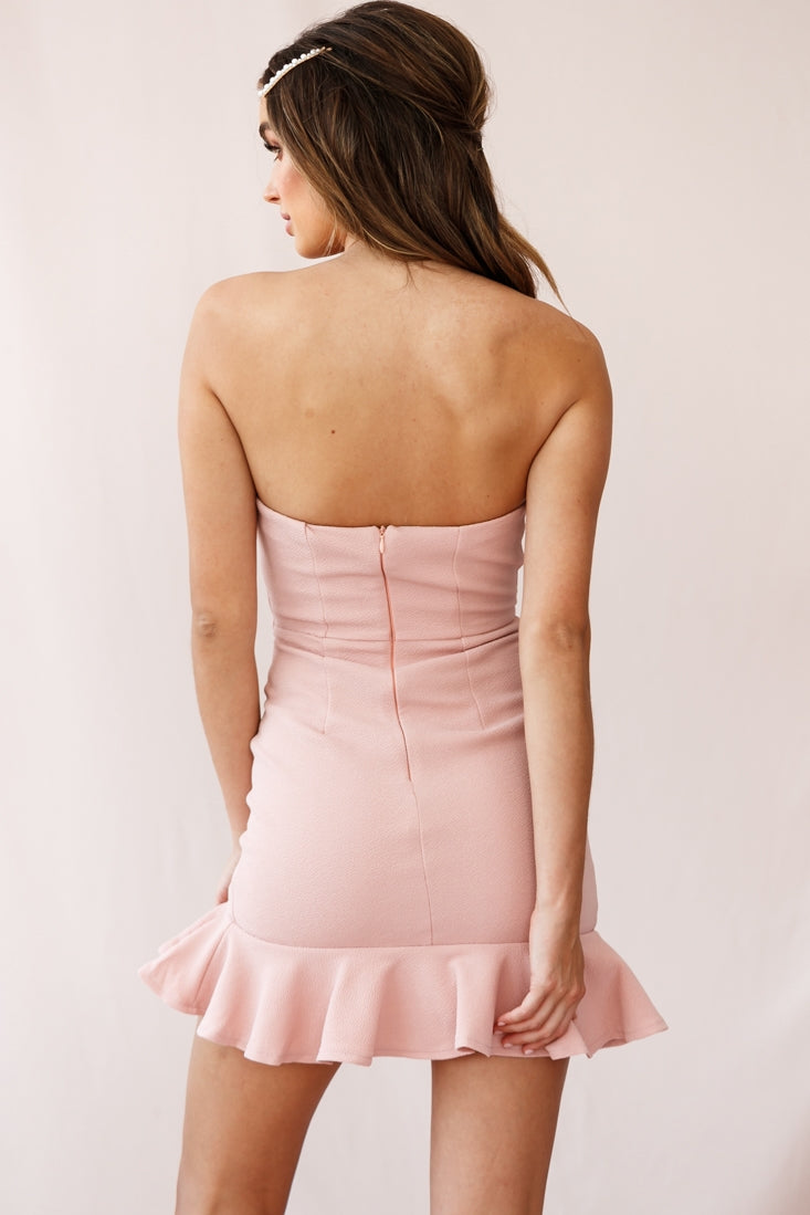 Prom Queen Bandeau Mini Dress Blush by Selfie Leslie