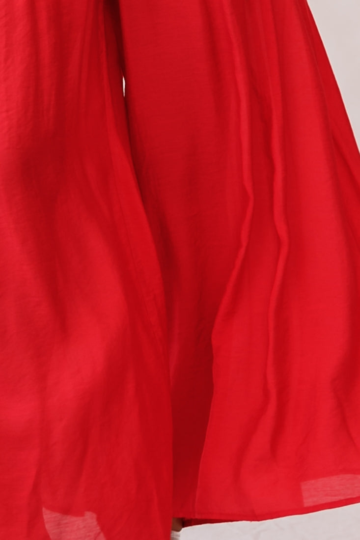 Laney Wide Leg Ruffle Detail Jumpsuit Red by Selfie Leslie