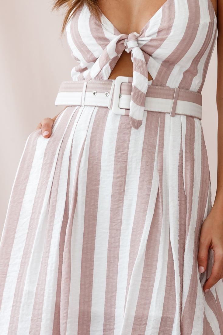 Crystal Tied Knot Belt Midi Dress Blush by Selfie Leslie