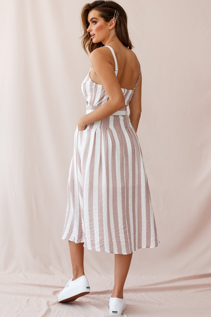 Crystal Tied Knot Belt Midi Dress Blush by Selfie Leslie