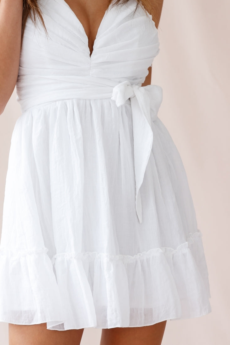 Jordan Halterneck Waist Tie Dress White by Selfie Leslie