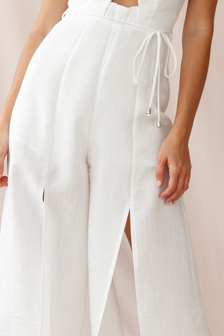 Charlie Structured Wide Leg Jumpsuit White by Selfie Leslie