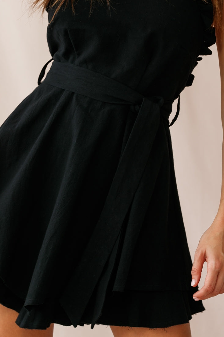 Sarina Raw Hem Halterneck Dress Black by Selfie Leslie