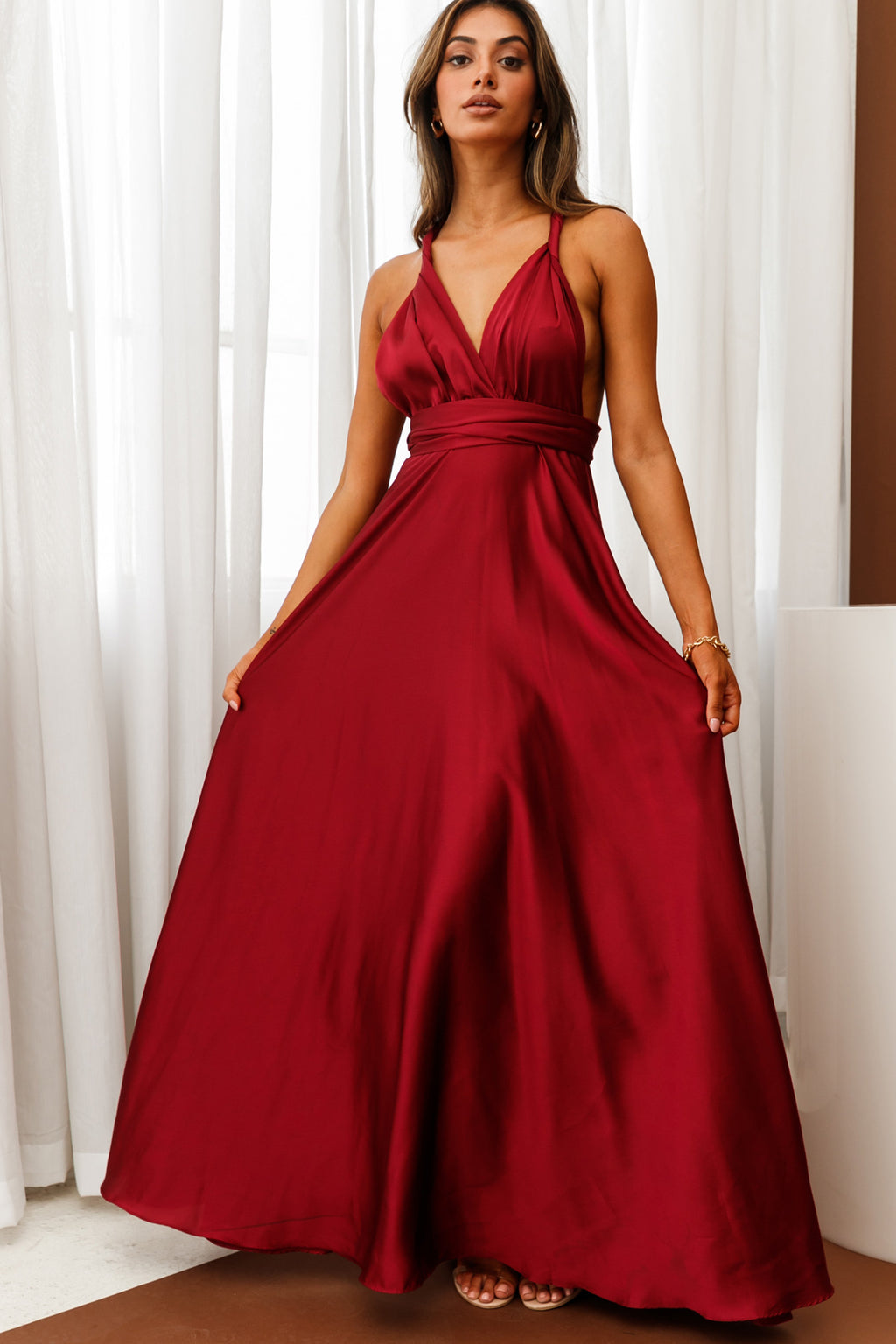 Ariana Multiway Maxi Dress Wine by Selfie Leslie