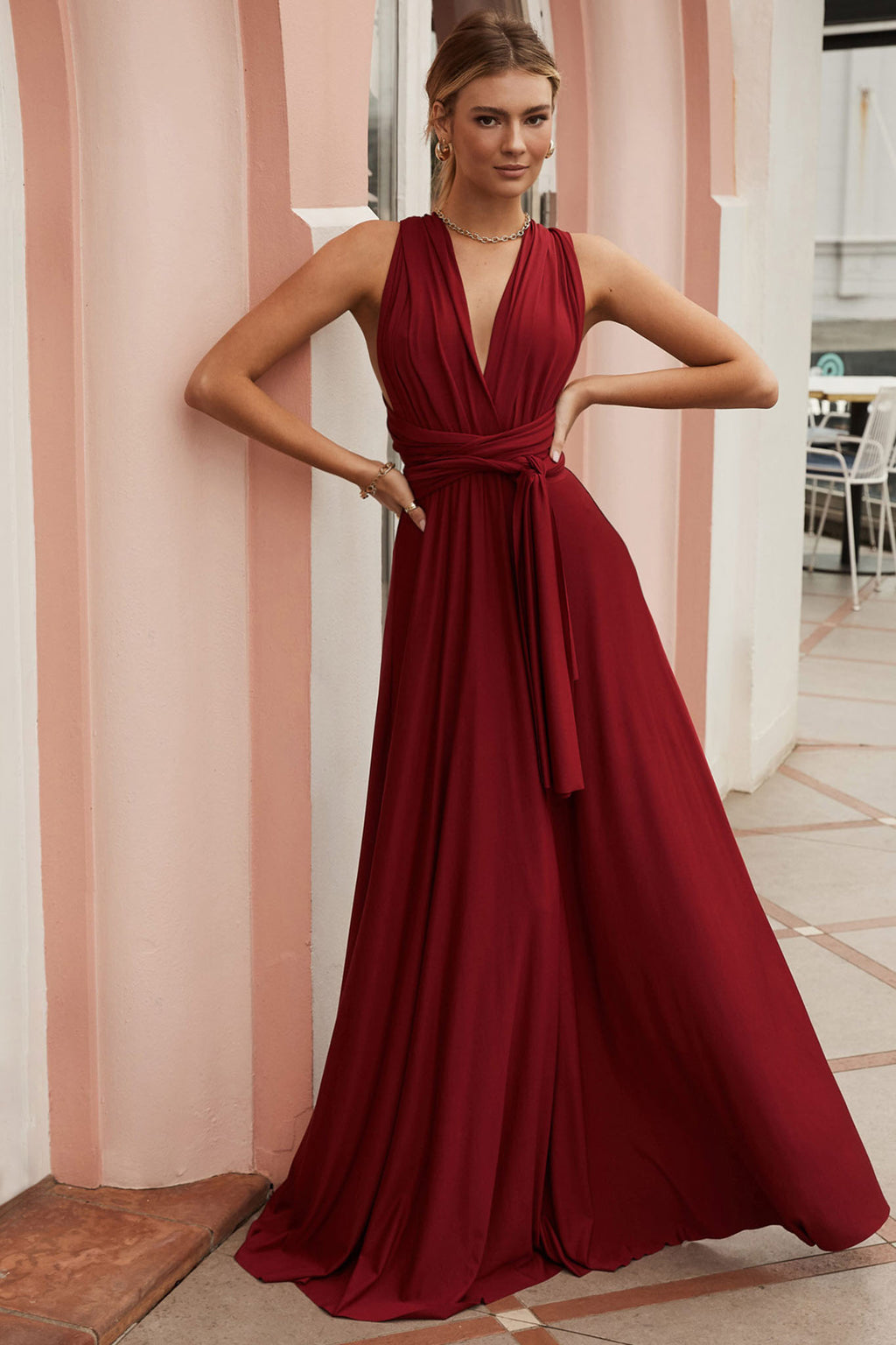 Ariana Multiway Maxi Dress Maroon by Selfie Leslie