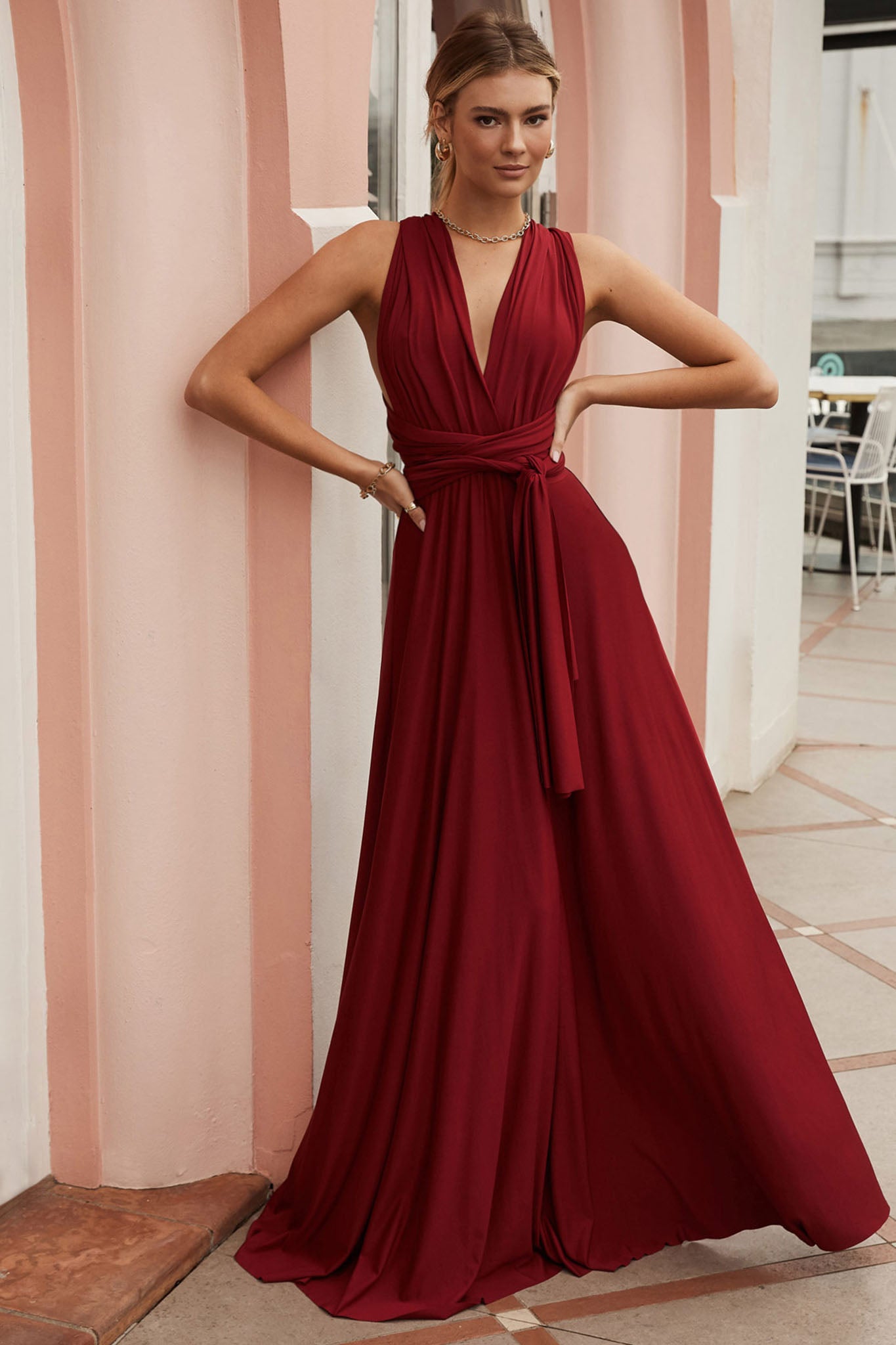 Shop the Ariana Multiway Maxi Dress Maroon