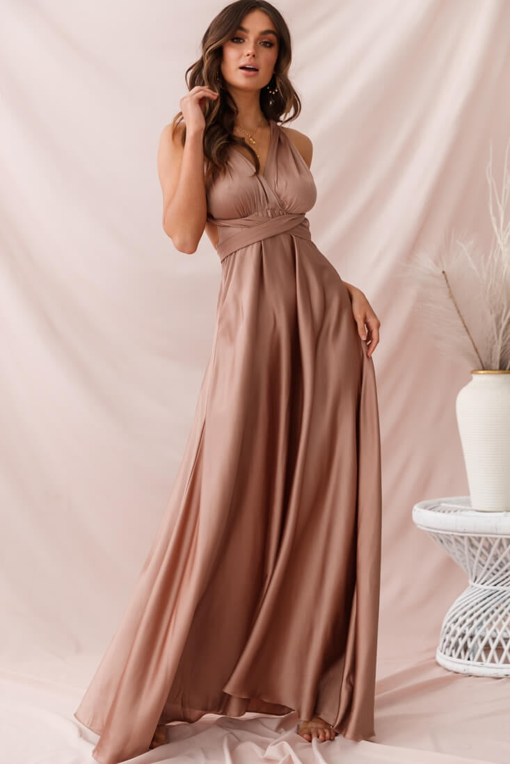 Shop the Ariana Multiway Maxi Dress Mocha - Main Image