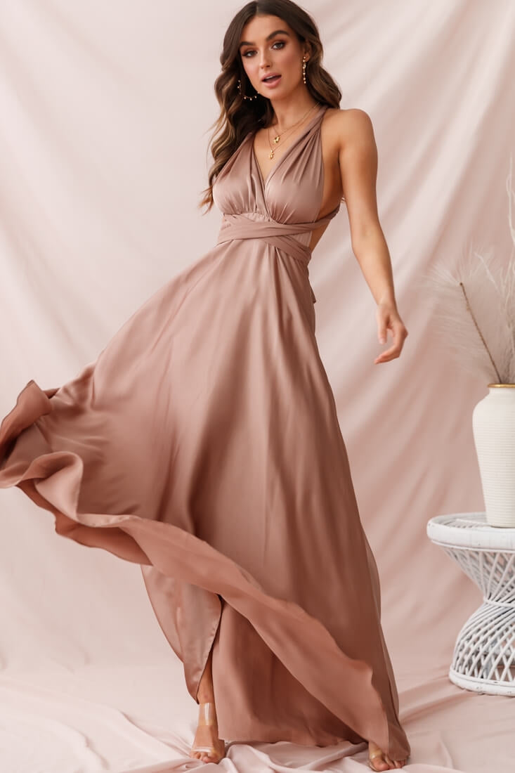 Ariana Multiway Maxi Dress Mocha | Selfie Leslie