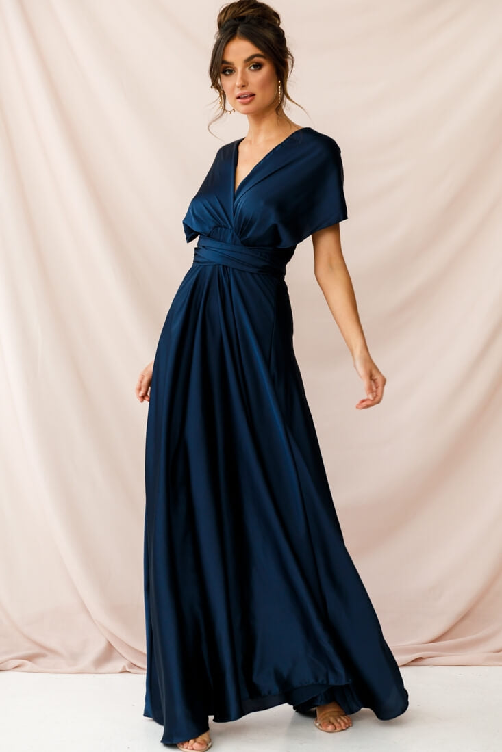 Ariana Multiway Mid Sleeve Maxi Dress Navy by Selfie Leslie