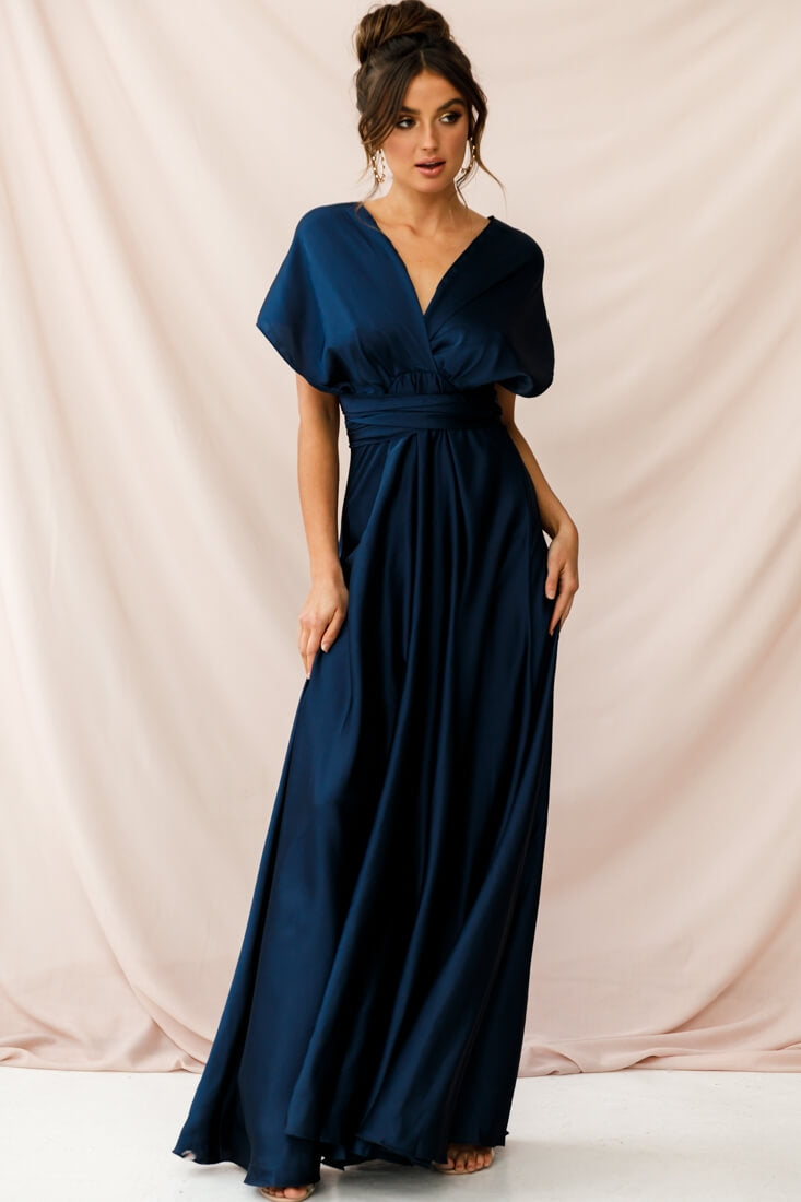 Ariana Multiway Mid Sleeve Maxi Dress Navy by Selfie Leslie
