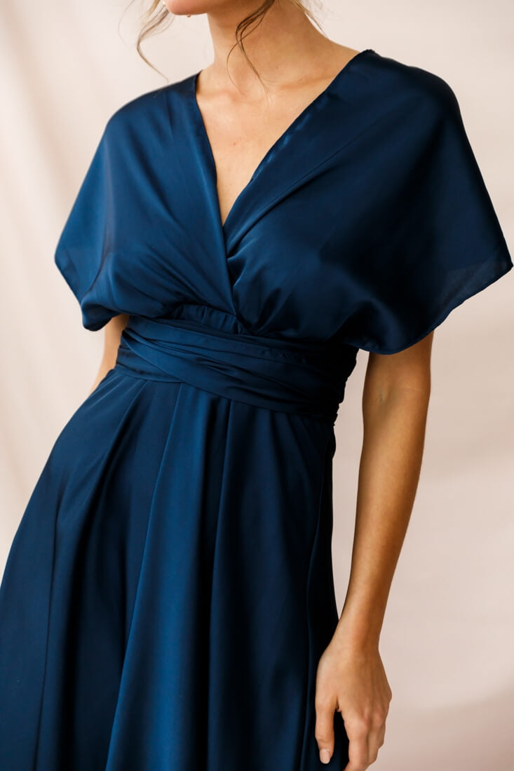 Ariana Multiway Mid Sleeve Maxi Dress Navy by Selfie Leslie