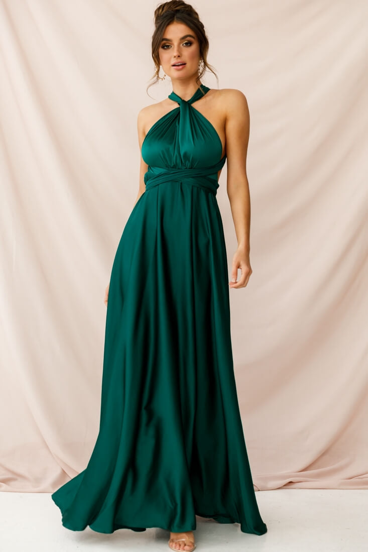 Ariana Multiway Maxi Dress Green Jade by Selfie Leslie