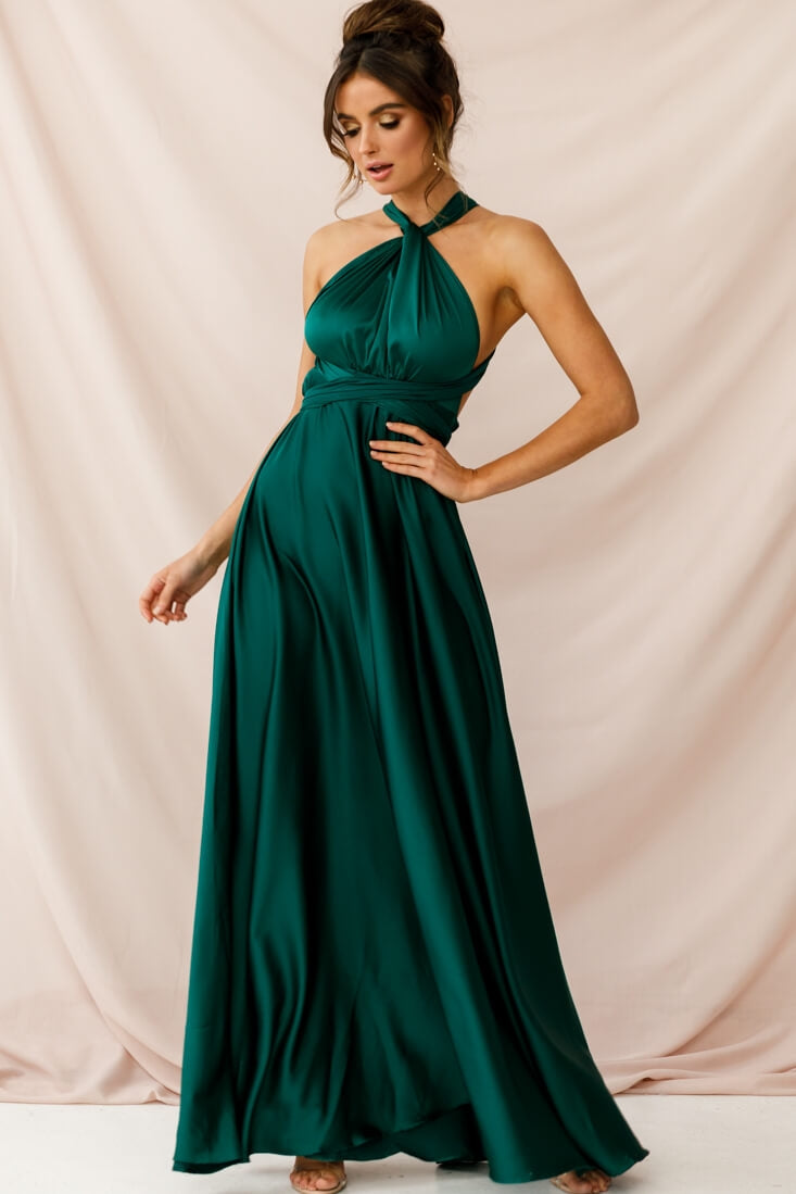 Ariana Multiway Maxi Dress Green Jade by Selfie Leslie