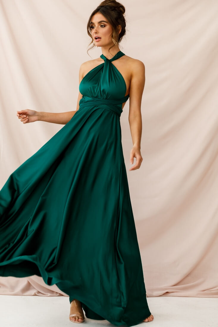 Ariana Multiway Maxi Dress Green Jade– Selfie Leslie