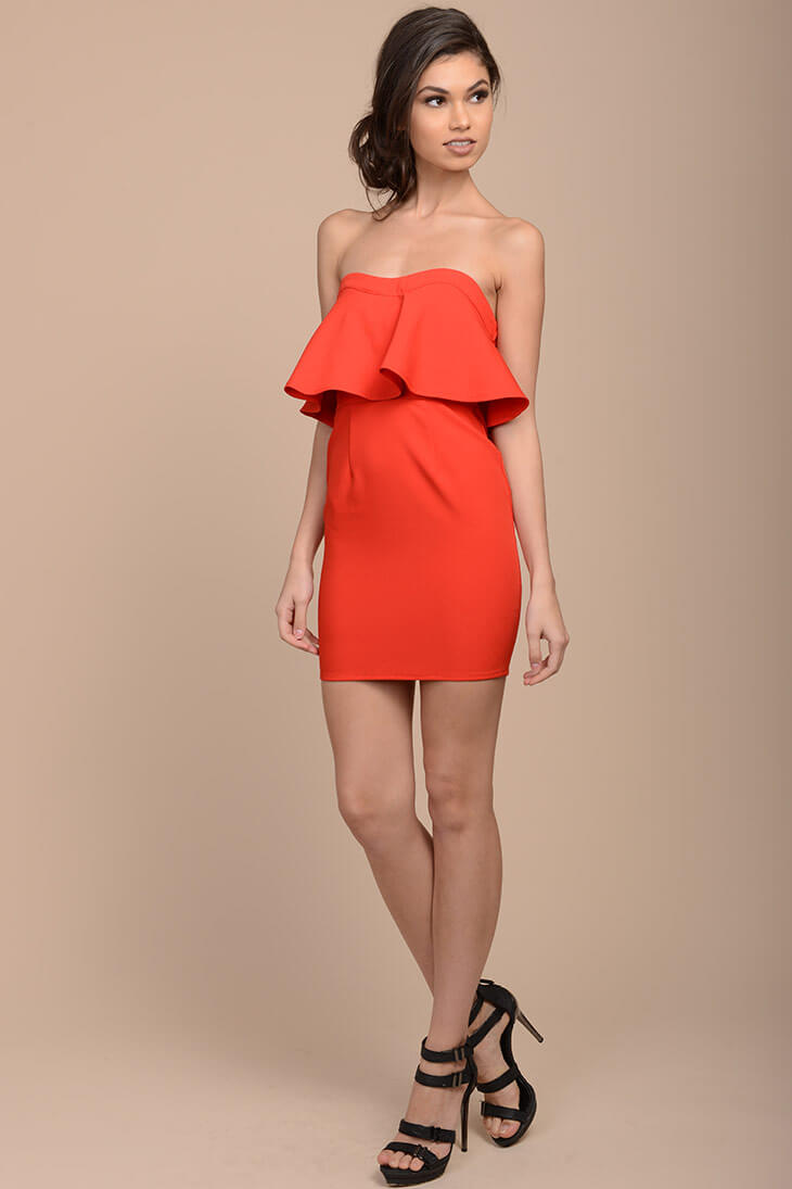 Mailee Bodycon Ruffles Dress Red by Selfie Leslie