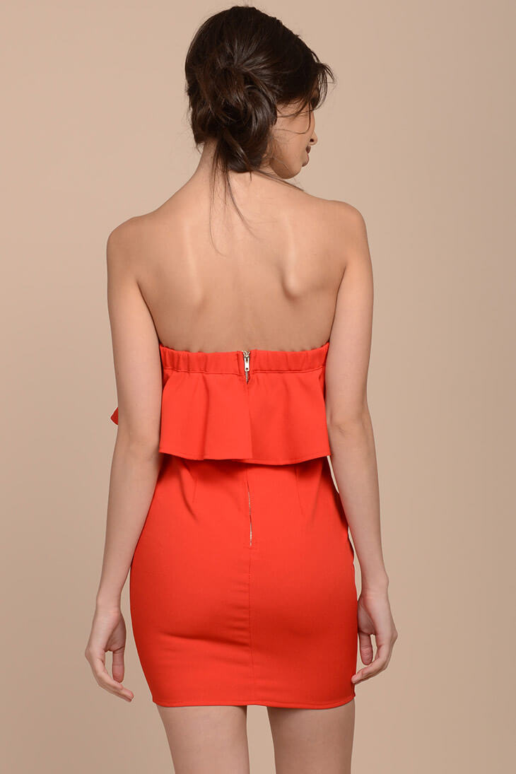 Mailee Bodycon Ruffles Dress Red by Selfie Leslie