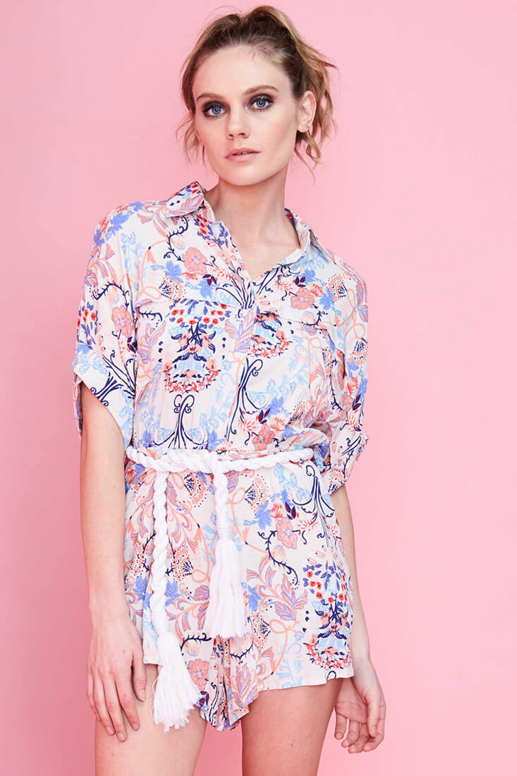 Cassidy Casual Romper Floral Red by Selfie Leslie