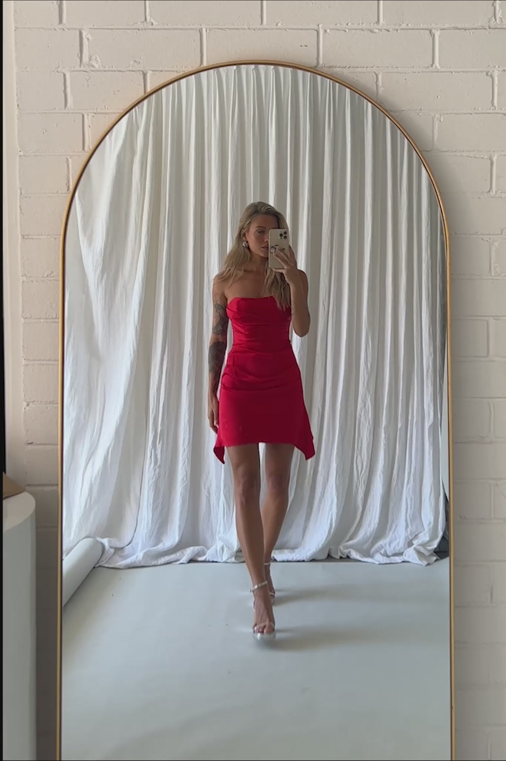 Tamia Strapless Mini Dress Cherry