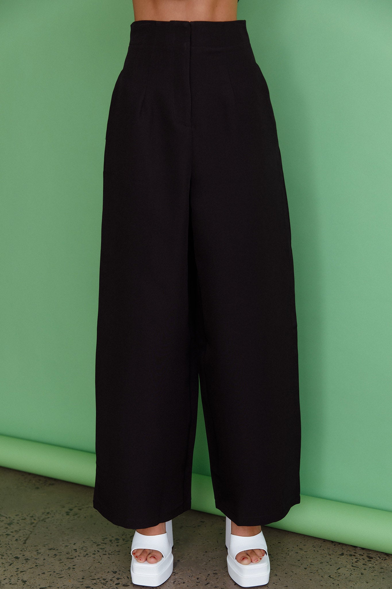 Starke High Waist Wide Leg Pants Black by Selfie Leslie