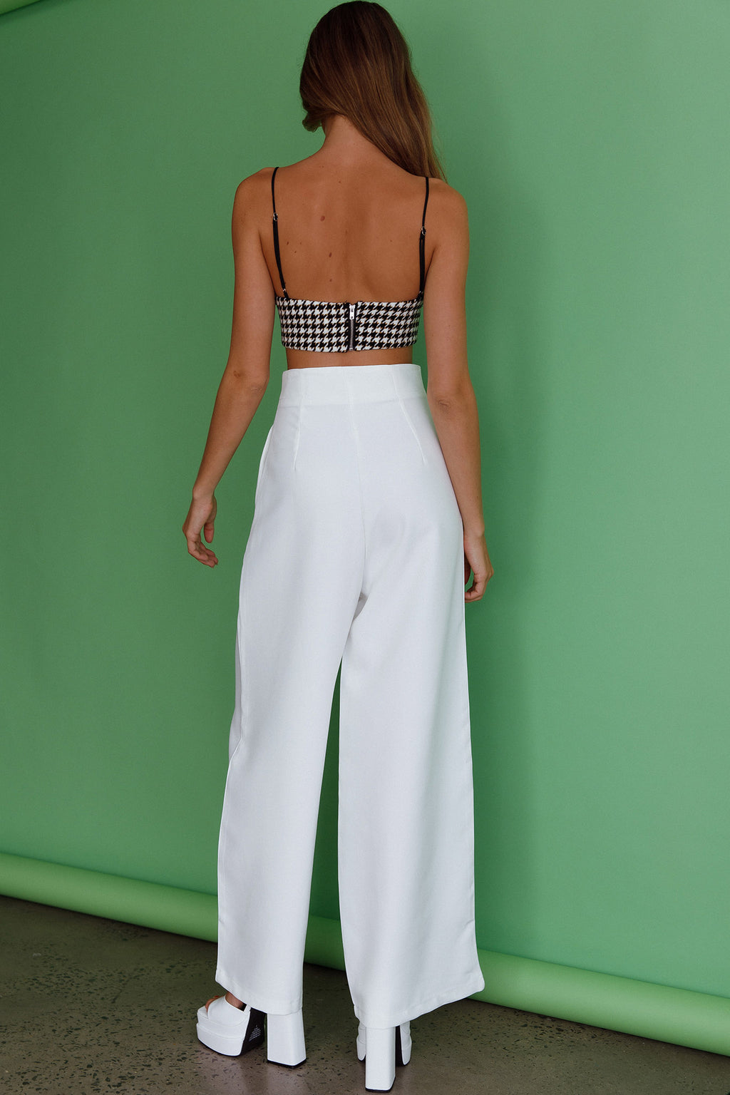 Starke High Waist Wide Leg Pants White by Selfie Leslie