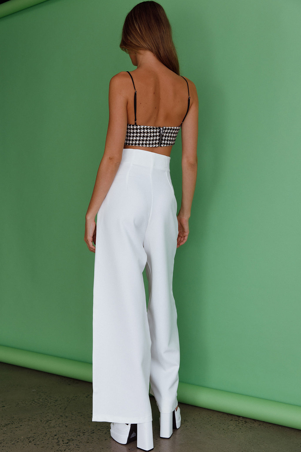 Starke High Waist Wide Leg Pants White by Selfie Leslie